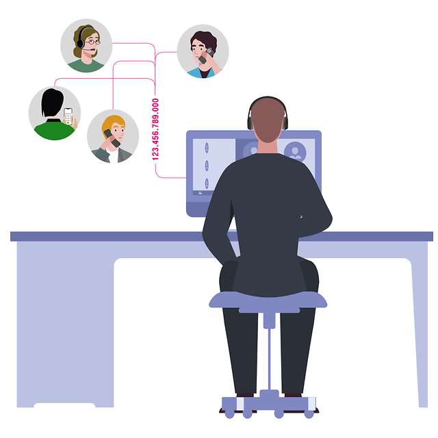 A man sits at his desk, talking on the phone with several people via a fixed IP address.