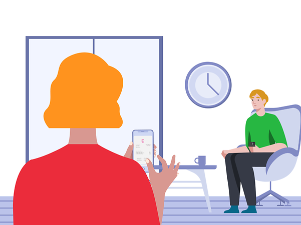 Woman checking her bill on her smartphone