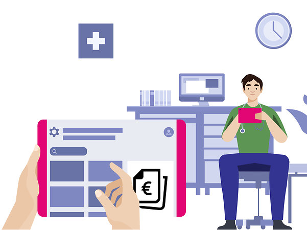 Man with hands on tablet