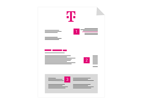 A sample invoice with labelling numbers