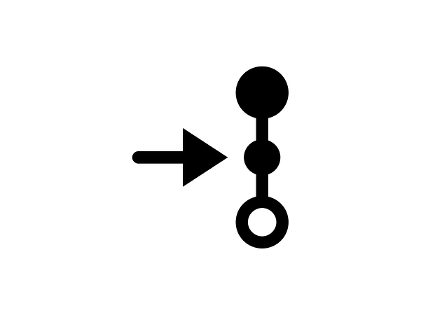 An arrow pointing to a point in a chain