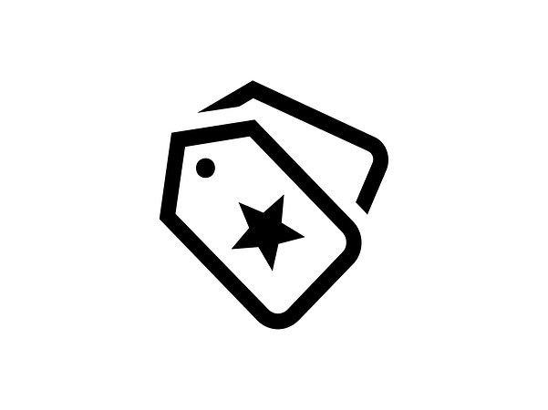 Two labels with a star