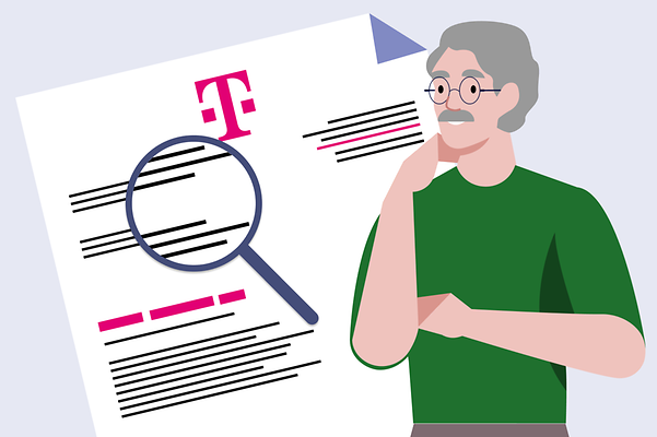 A person looking at their bill with a magnifying glass