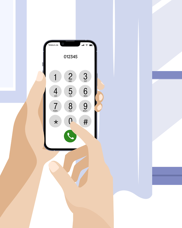 A telephone number is entered on a smartphone.