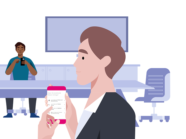 Man with smartphone in a meeting room.