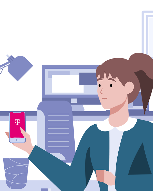 Woman holding a smartphone in an office