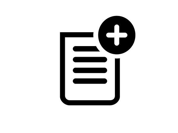 A contract with a plus symbol in the top right-hand corner