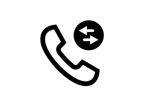 A telephone receiver with a change symbol in the top right corner