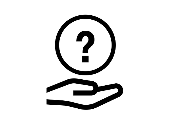 A hand holding a ball with a question mark