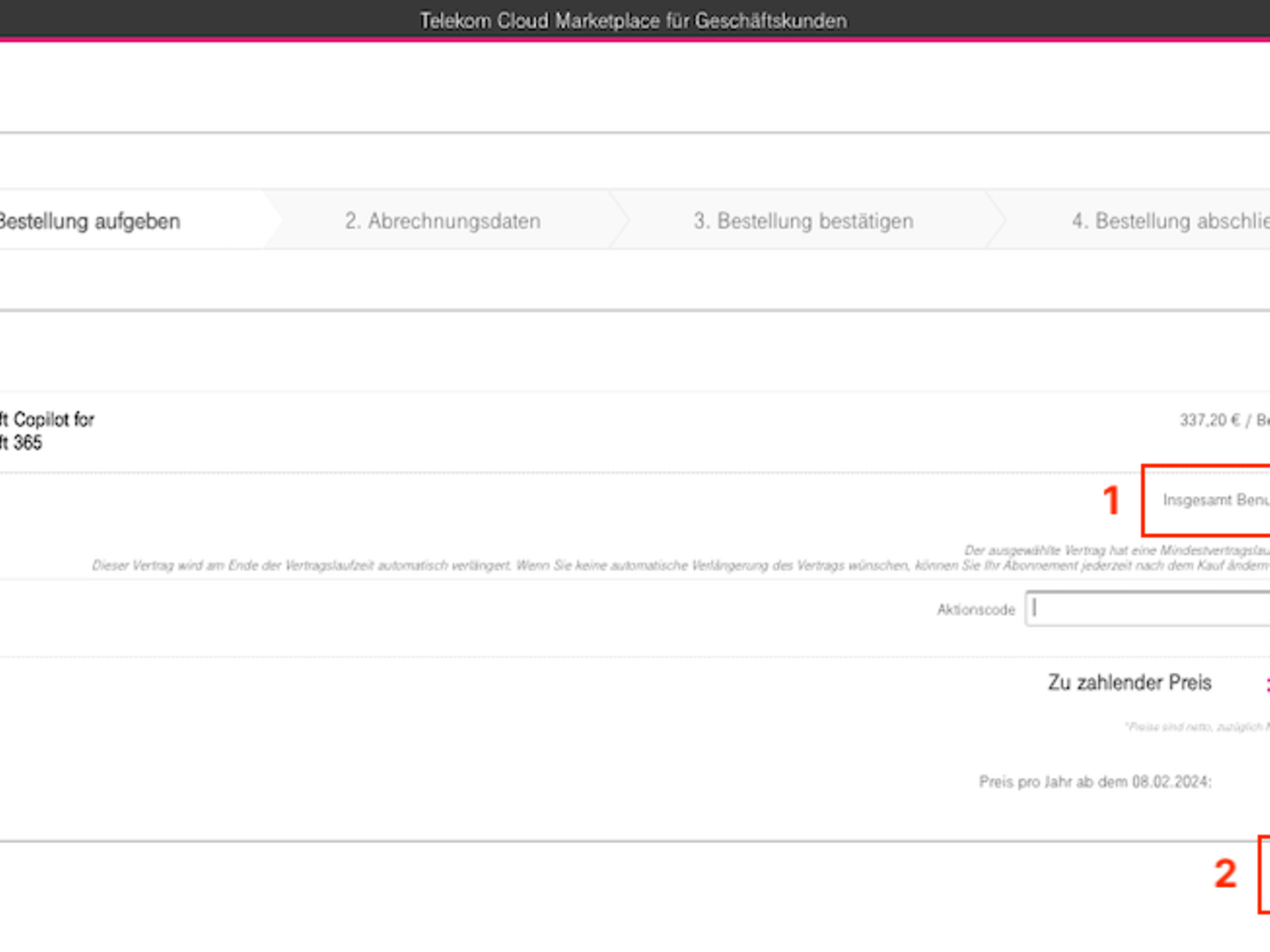 Booking view for Copilot