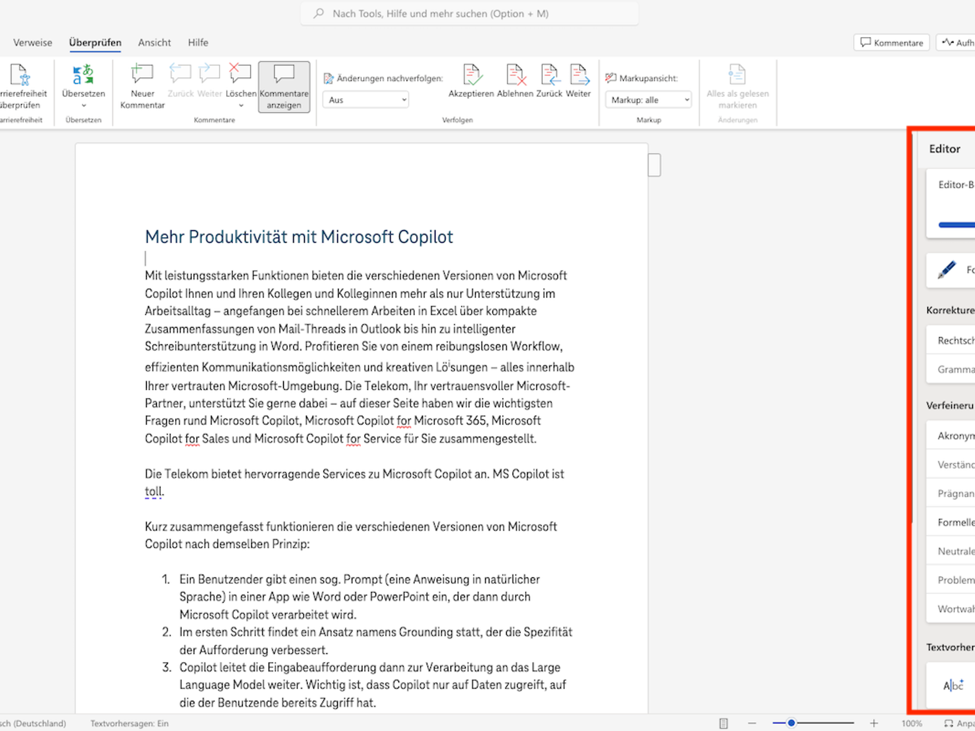 Use the editor in Microsoft Word to improve your texts.