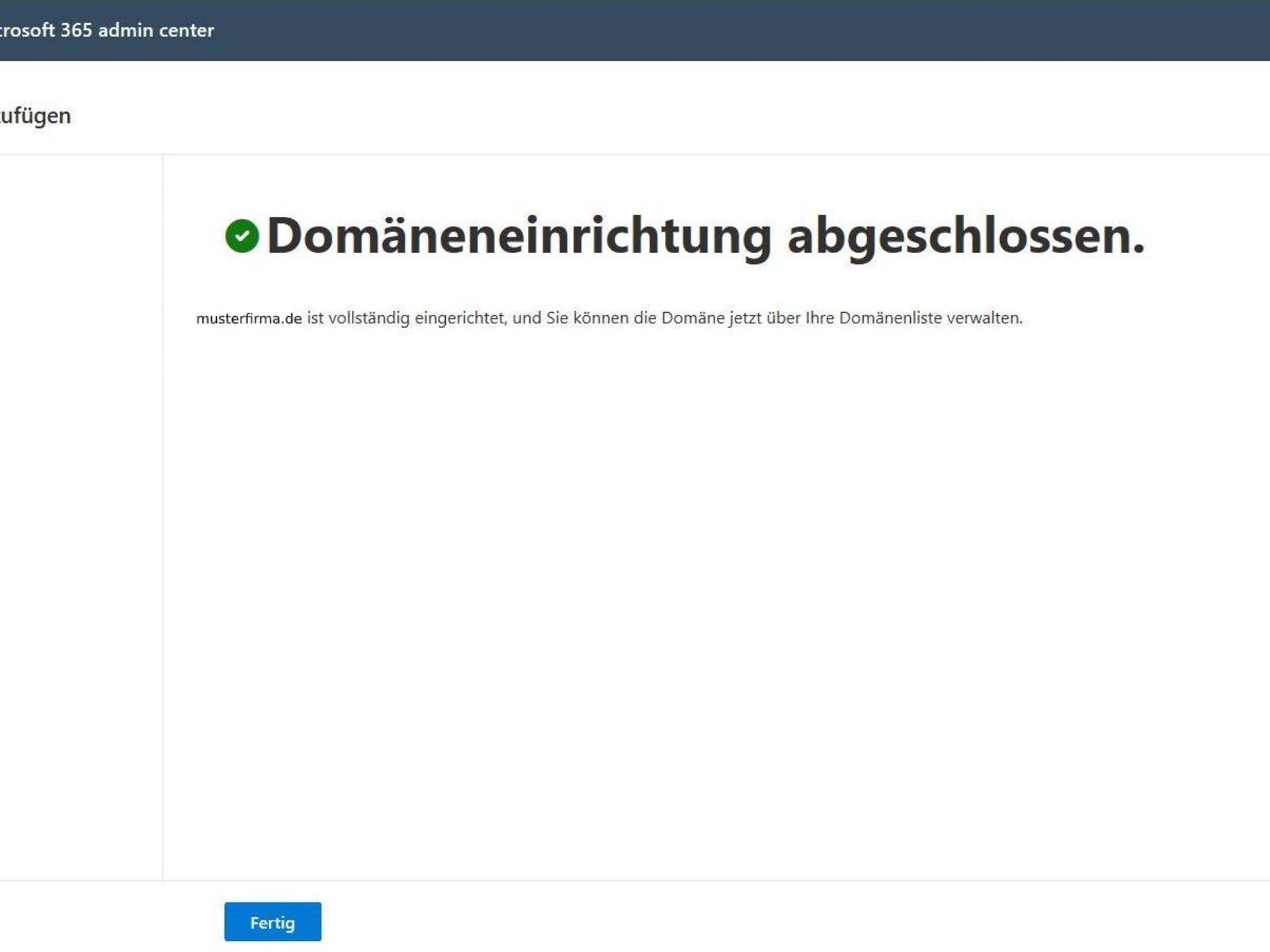 Completion of domain setup