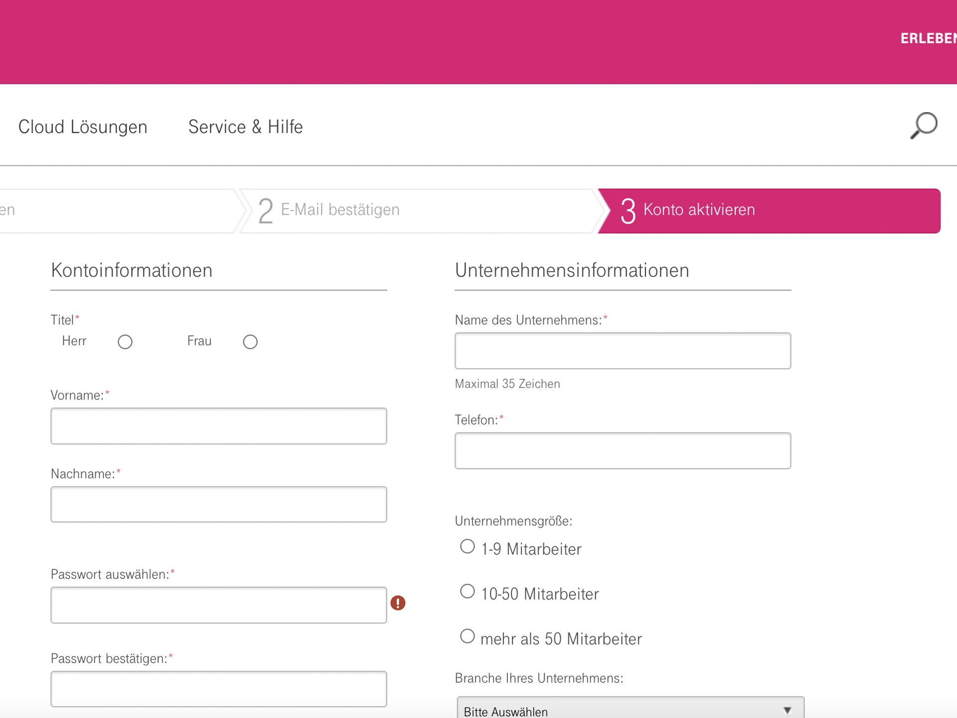 Activate your Telekom Cloud Marketplace account