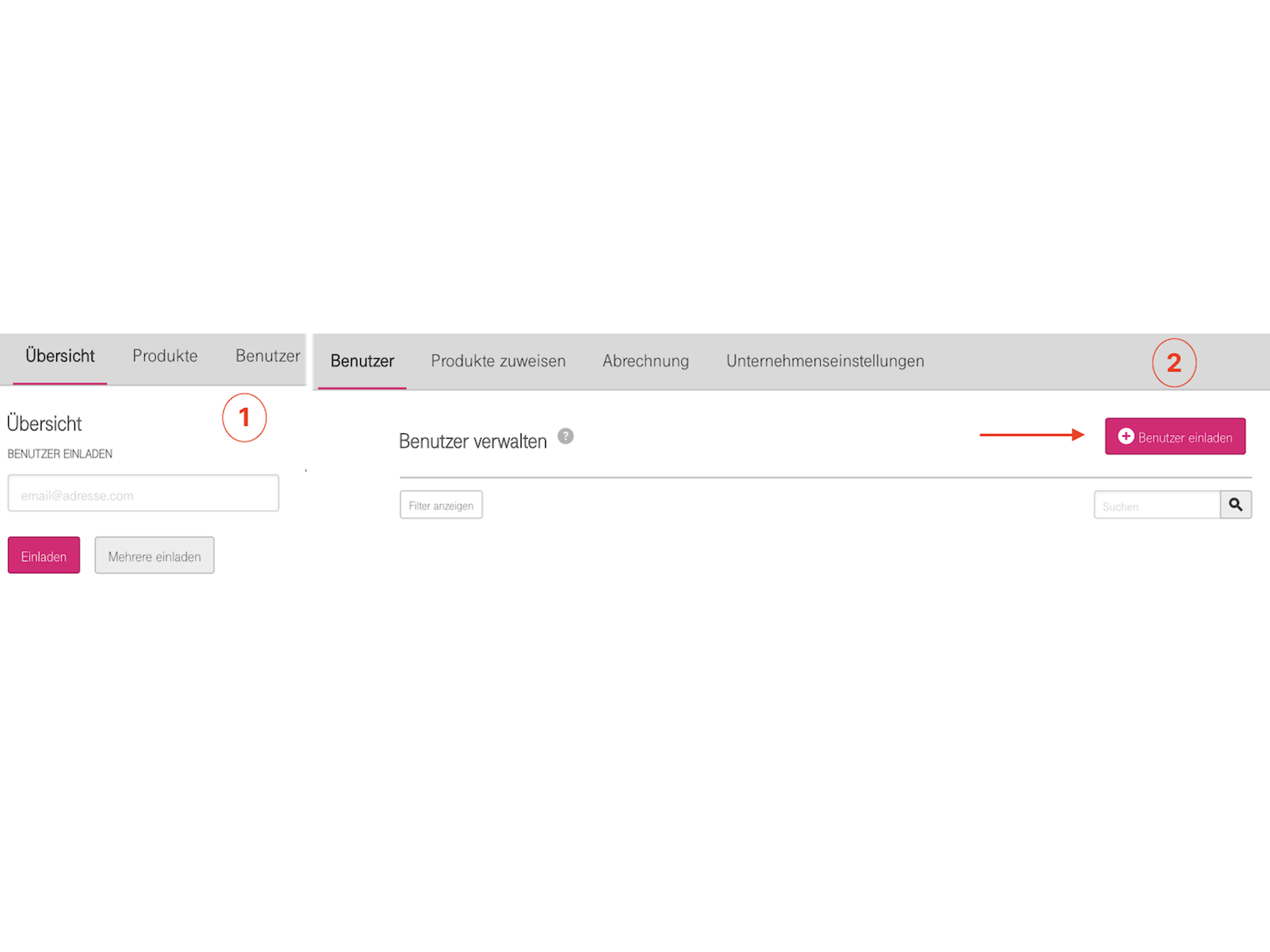 Telekom Cloud Marketplace user management