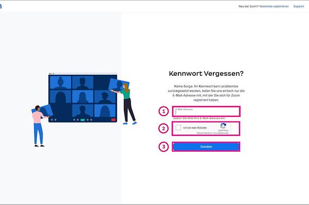 Image shows the Zoom X "Forgotten password" page.