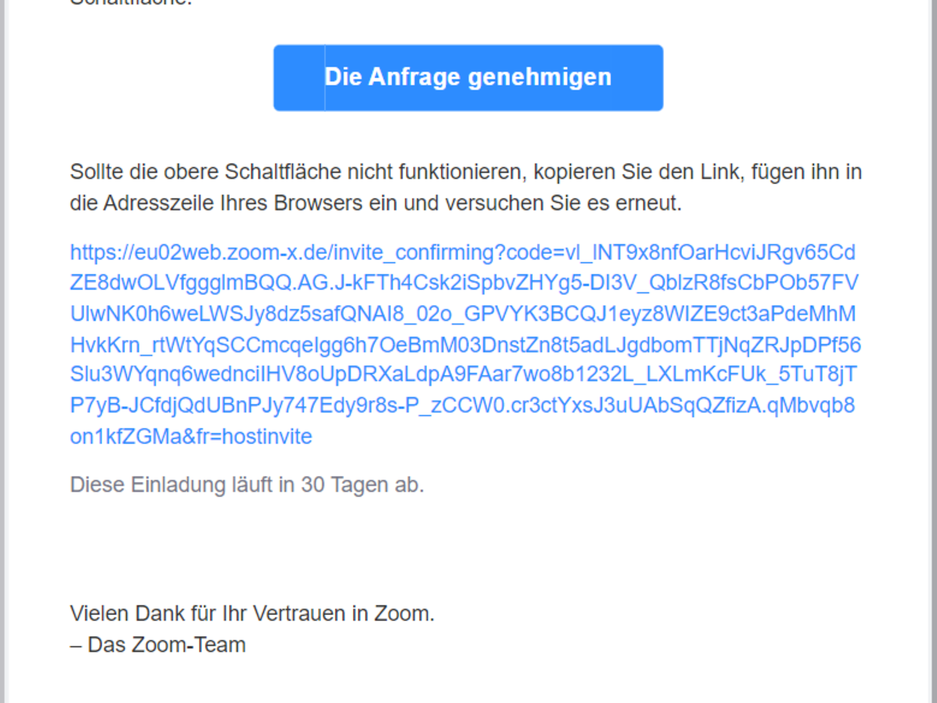 Accepting the email invitation
