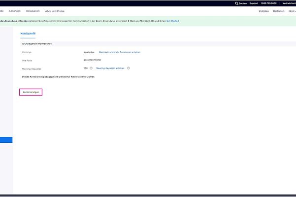 Image shows Zoom's cancellation page
