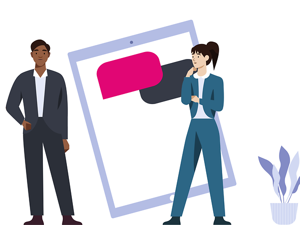 Two people with tablets