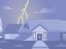 Lightning strikes a house
