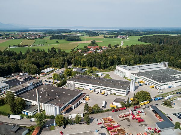 Panoramic aerial view of the LEIMER company premises in Traunstein