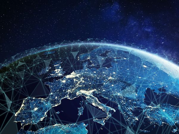 Globe in space with abstract network structure