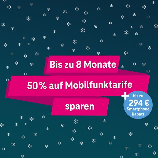 Produktabbildung 8 Monate 50 % Mobilfunktarife und bis zu 294 € Smartphone Rabatt