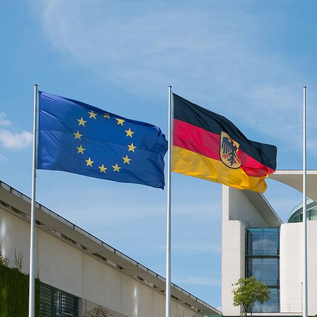 EU flag and German flag