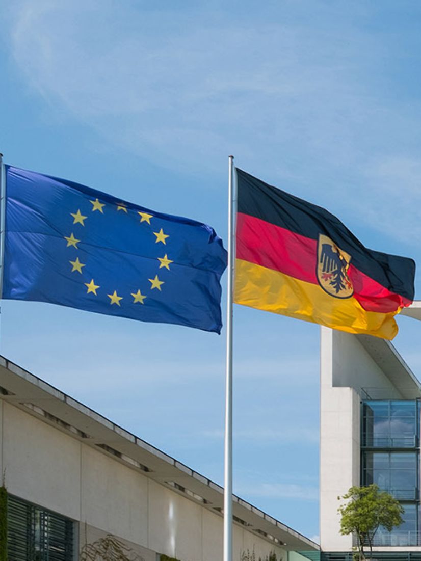EU flag and German flag