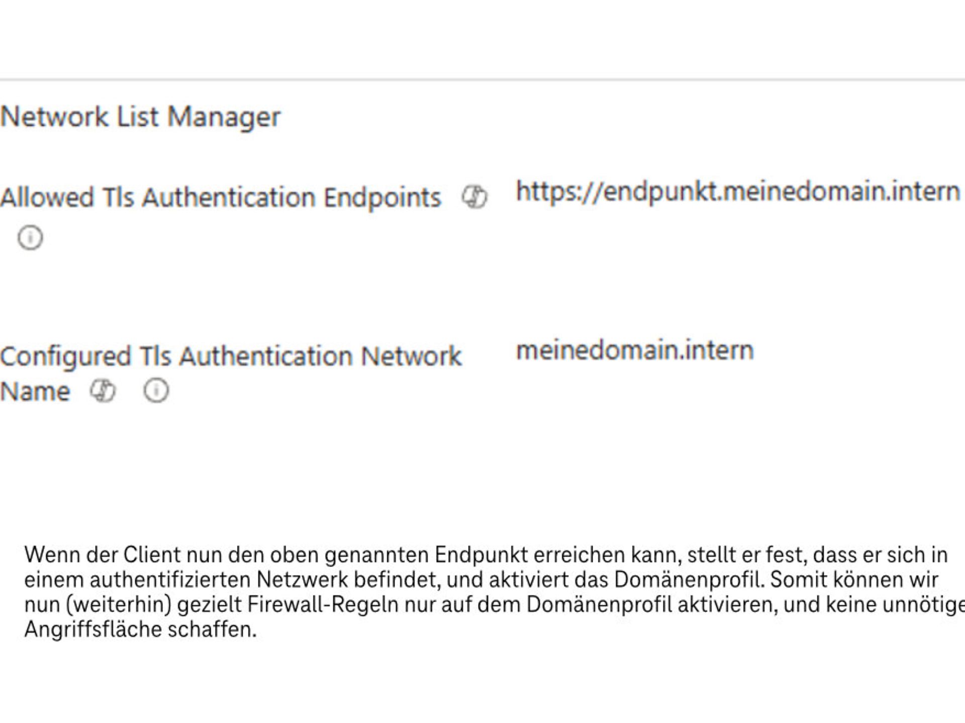 Screenshot of "Network List Manager" from the Windows Firewall configuration settings