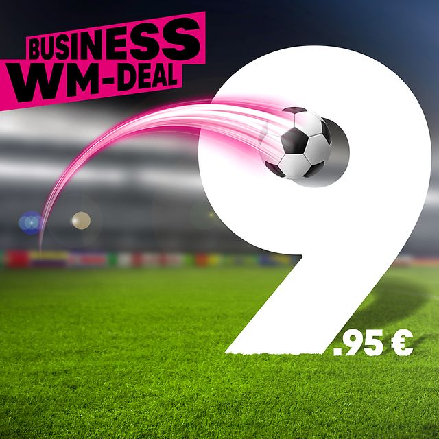 A visual overview of the Business DSL World Cup deal: €9.95 for start-ups and the self-employed
