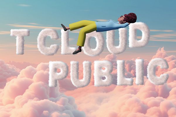 Frau liegt sicher auf der T Cloud Public