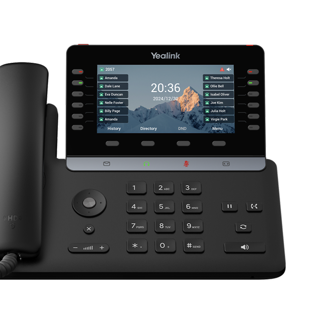 Image of a black Yealink T85W desktop telephone