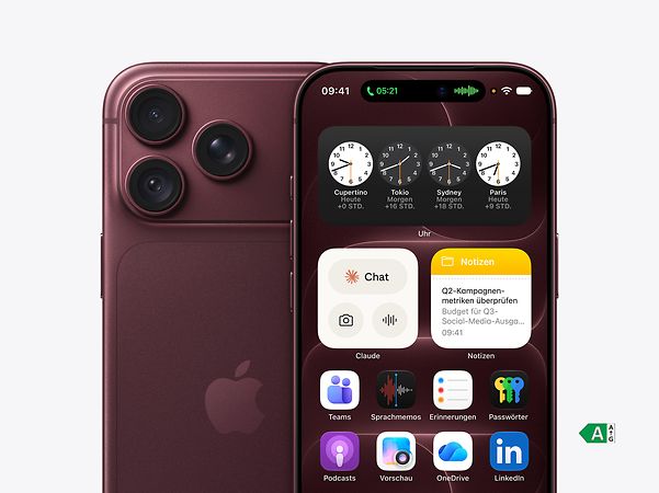 iPhone 18 Pro in Burgundy mit Business Screen