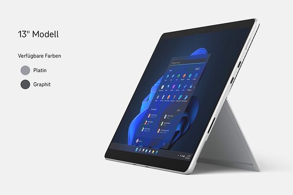 Ansicht eines aufgestellten Surface Pro 8