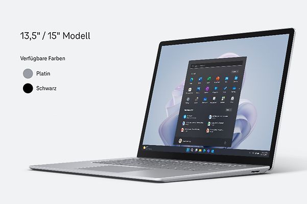 Ansicht eines aufgeklappten Surface Laptop 5