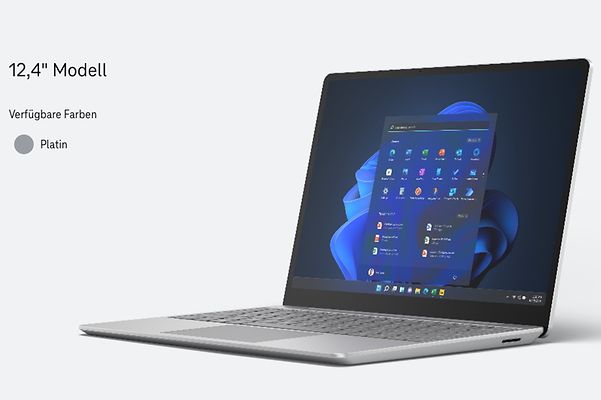 Ansicht eines aufgeklappten Surface Laptop Go 2
