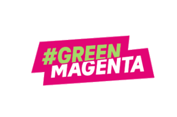 Logo mit Schriftzug #GreenMagenta