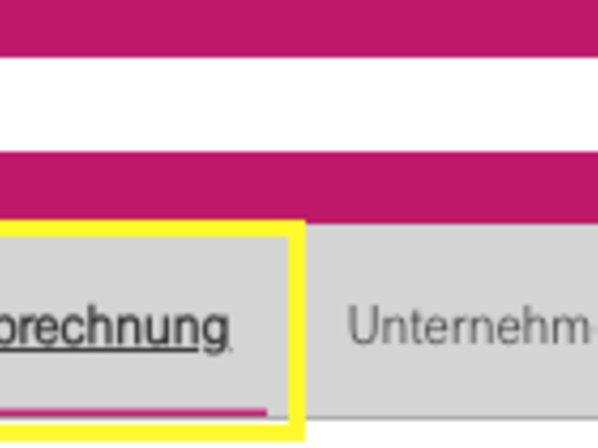 Screenshot mit Verweis auf "Abrechnung"