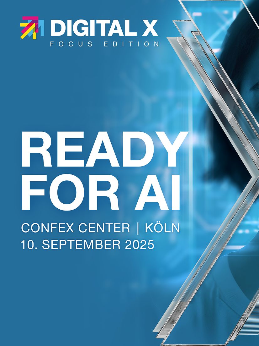 Kölner Skyline mit einem übergroßen X, welches mitten in der Stadt steht.