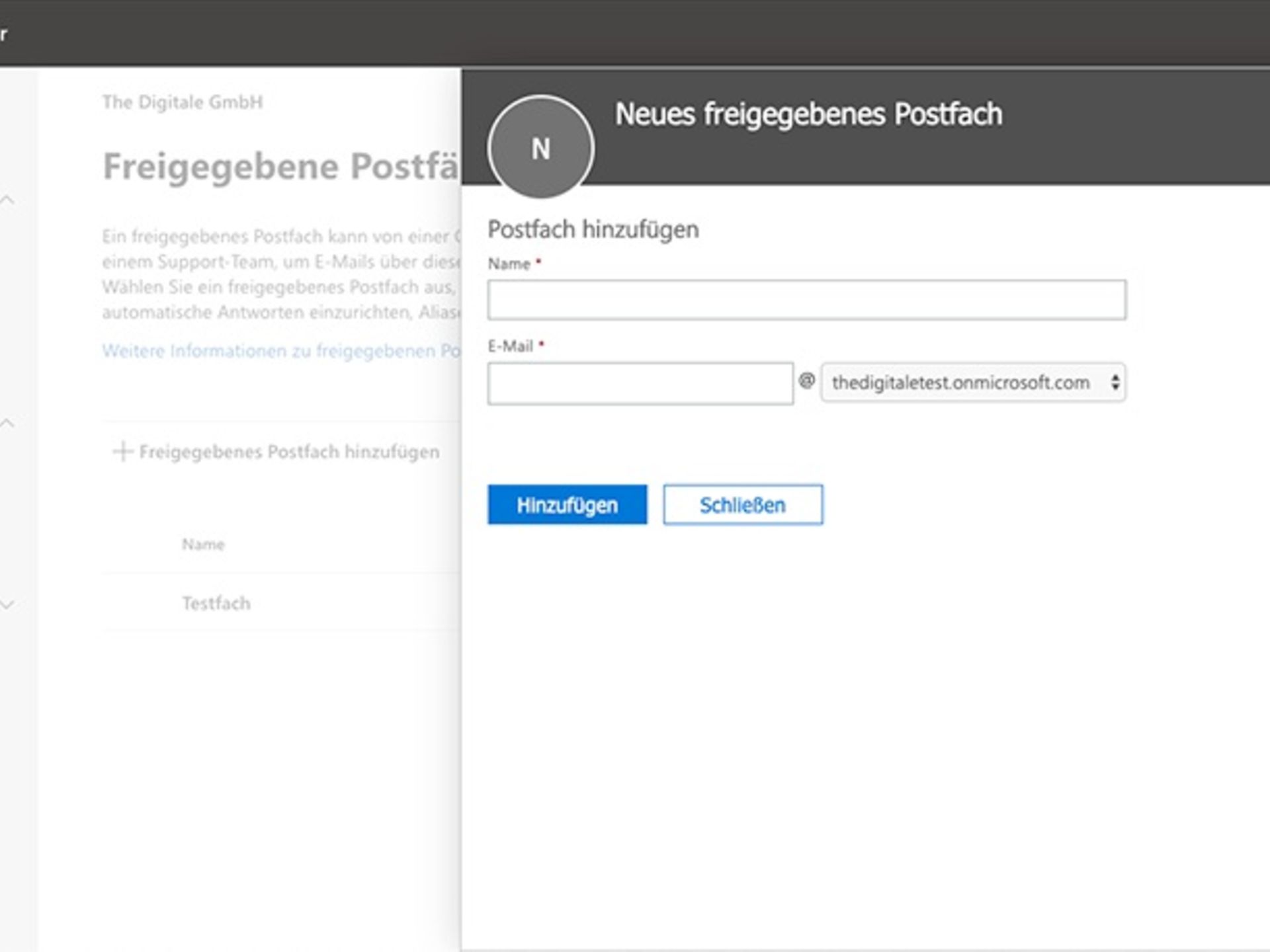 Sie können ein freigegebenes Postfach erstellen und Mitglieder hinzufügen