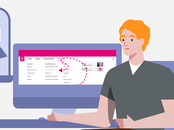 Ein Mann sucht das Kundencenter, um seine Rechnung online einsehen zu können.