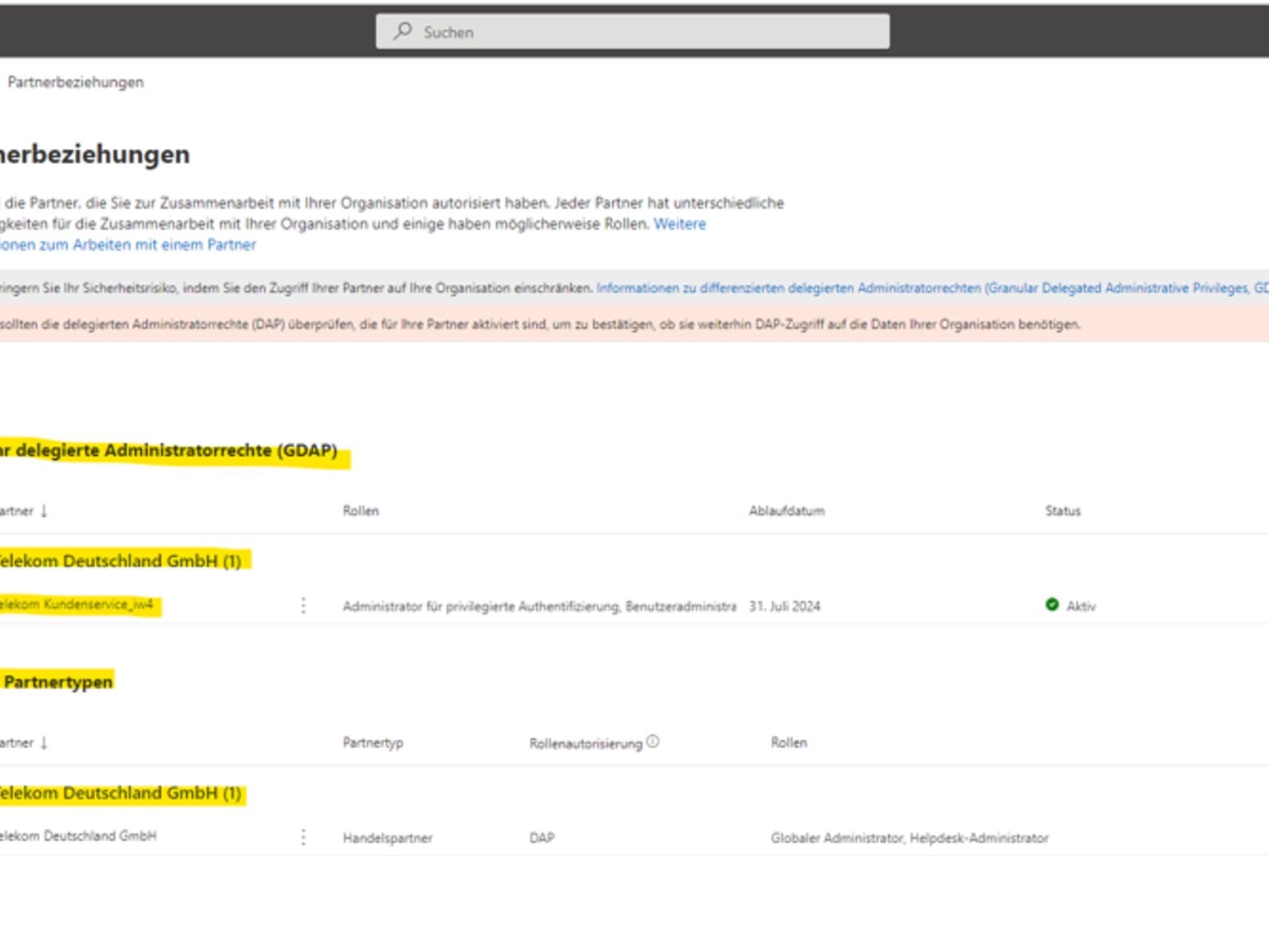 Ansicht der Partnerbeziehungen