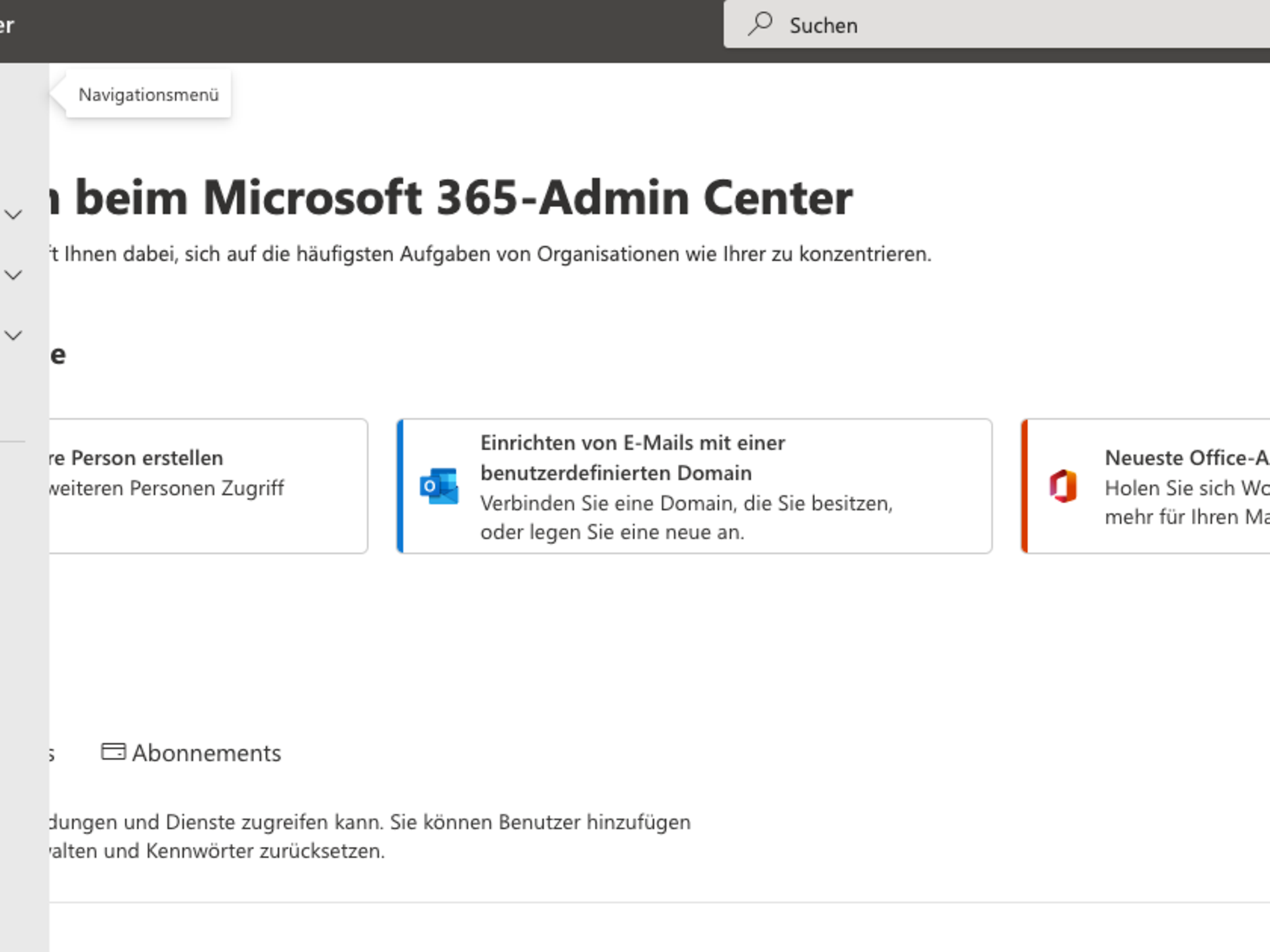 Setup im Admin Center 