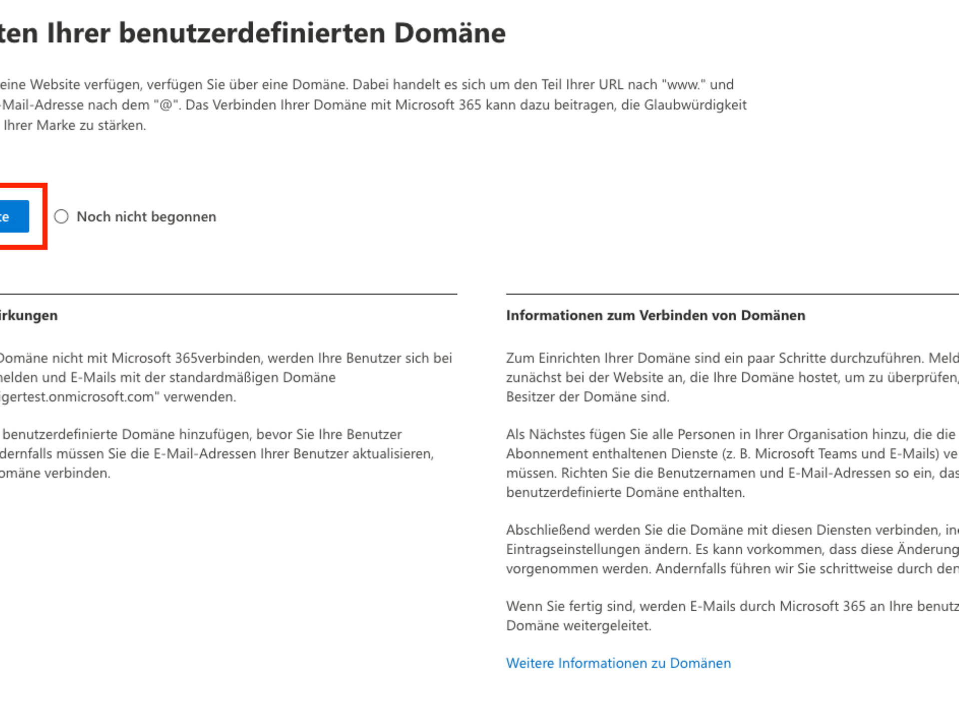 Einrichtung der benutzerdefinierten Domain