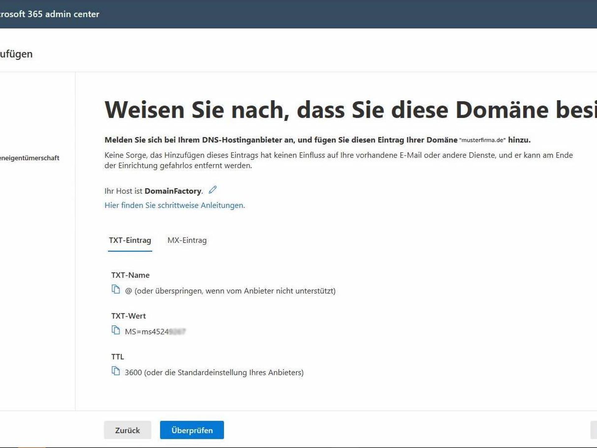 Nachweiß vom Domänen-Besitz