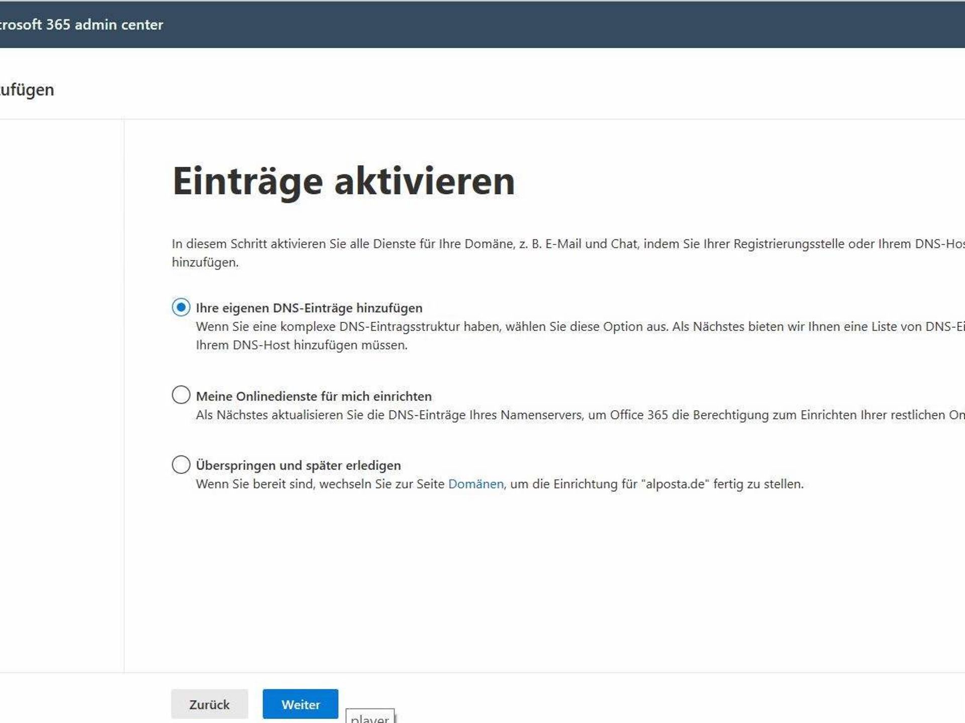 DNS Einträge aktivieren