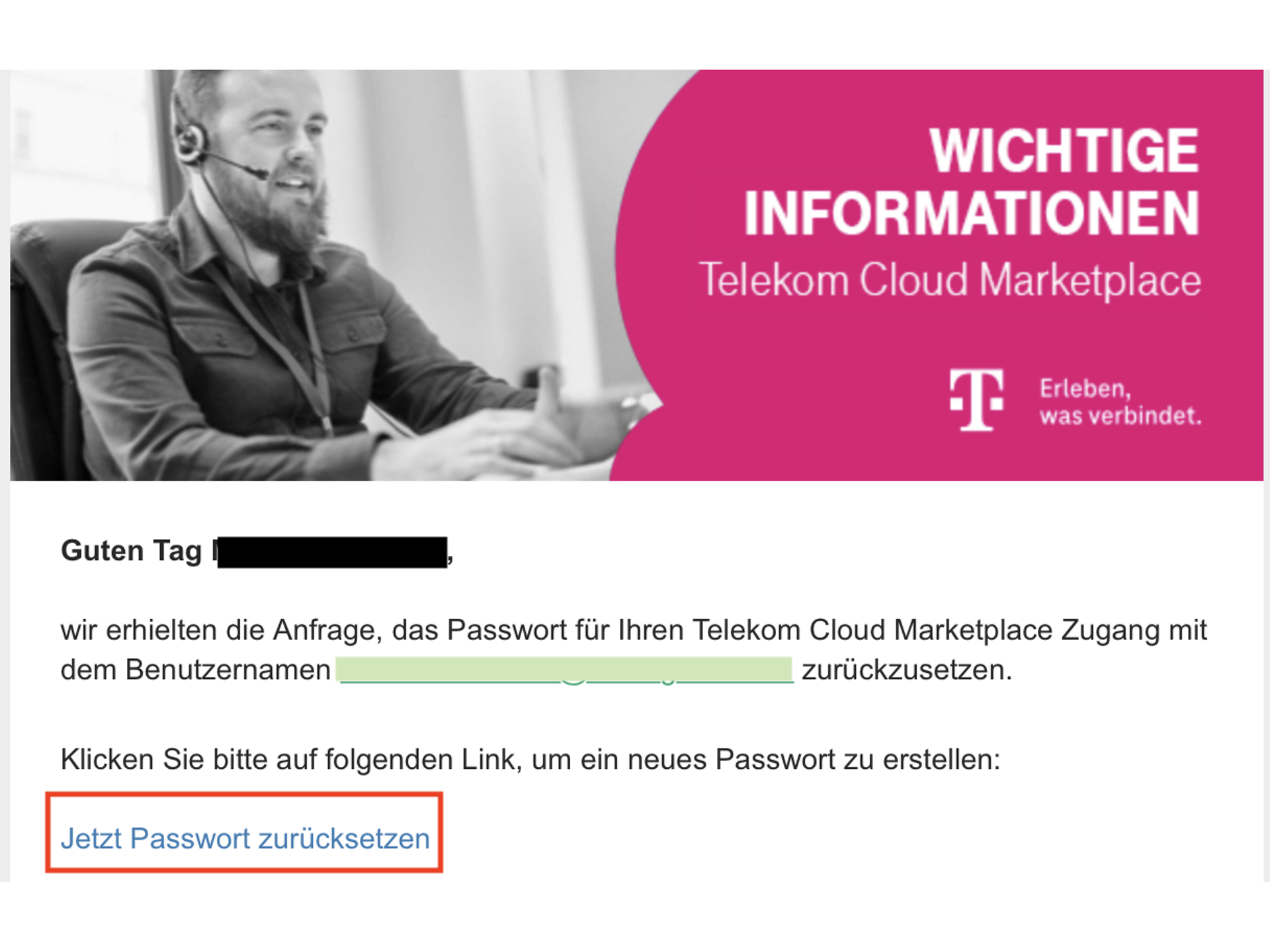Telekom Cloud Marketplace-Neues-Passwort-einloggen
