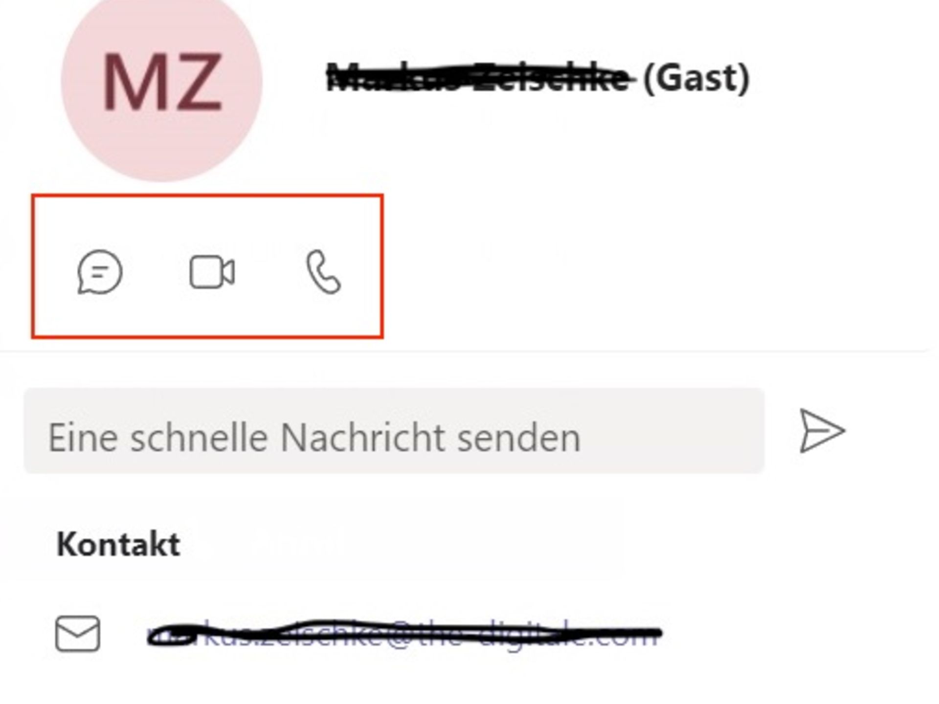 Teams Anrufe über Kontakt