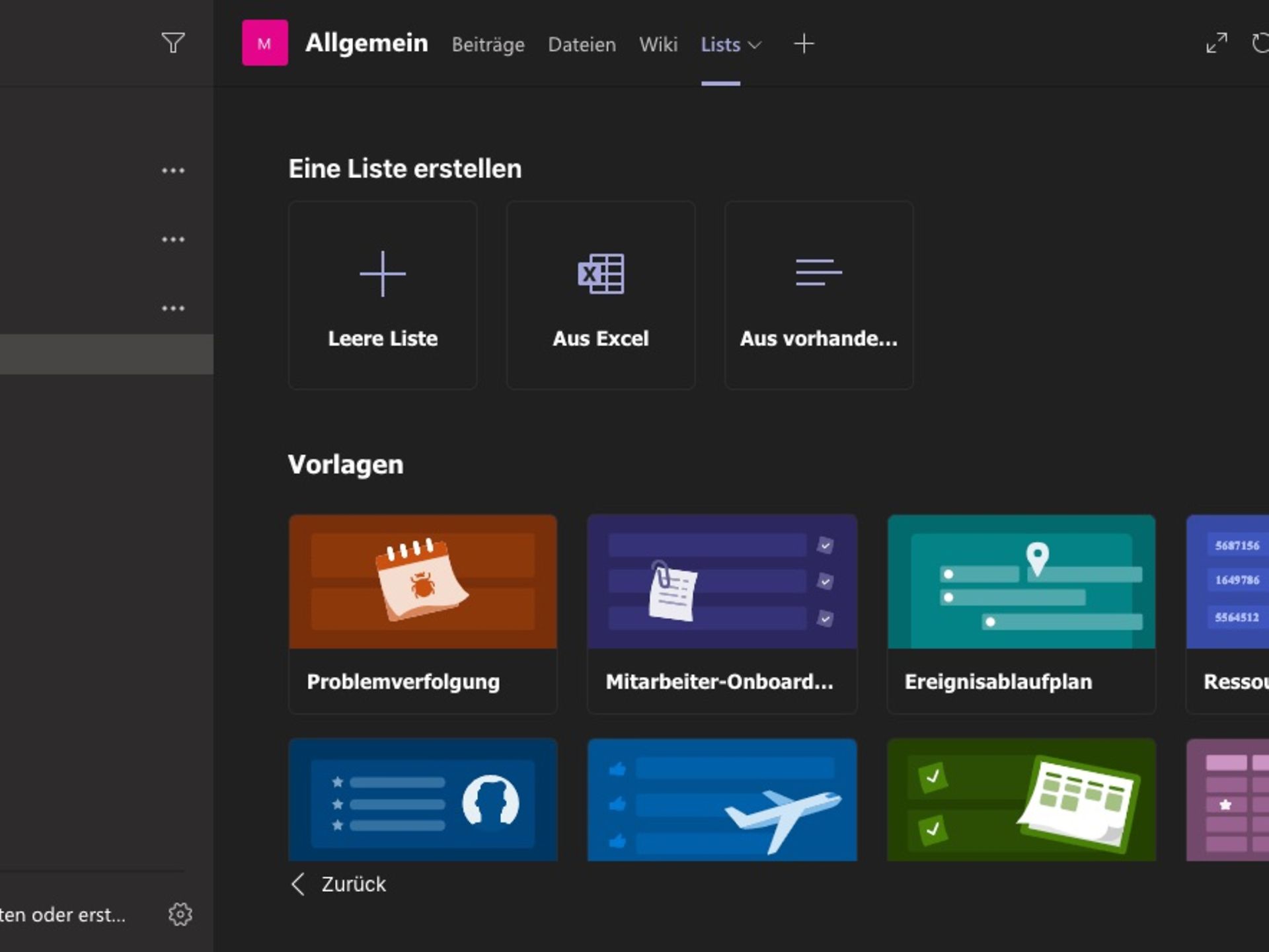 Teams Lists erstellen
