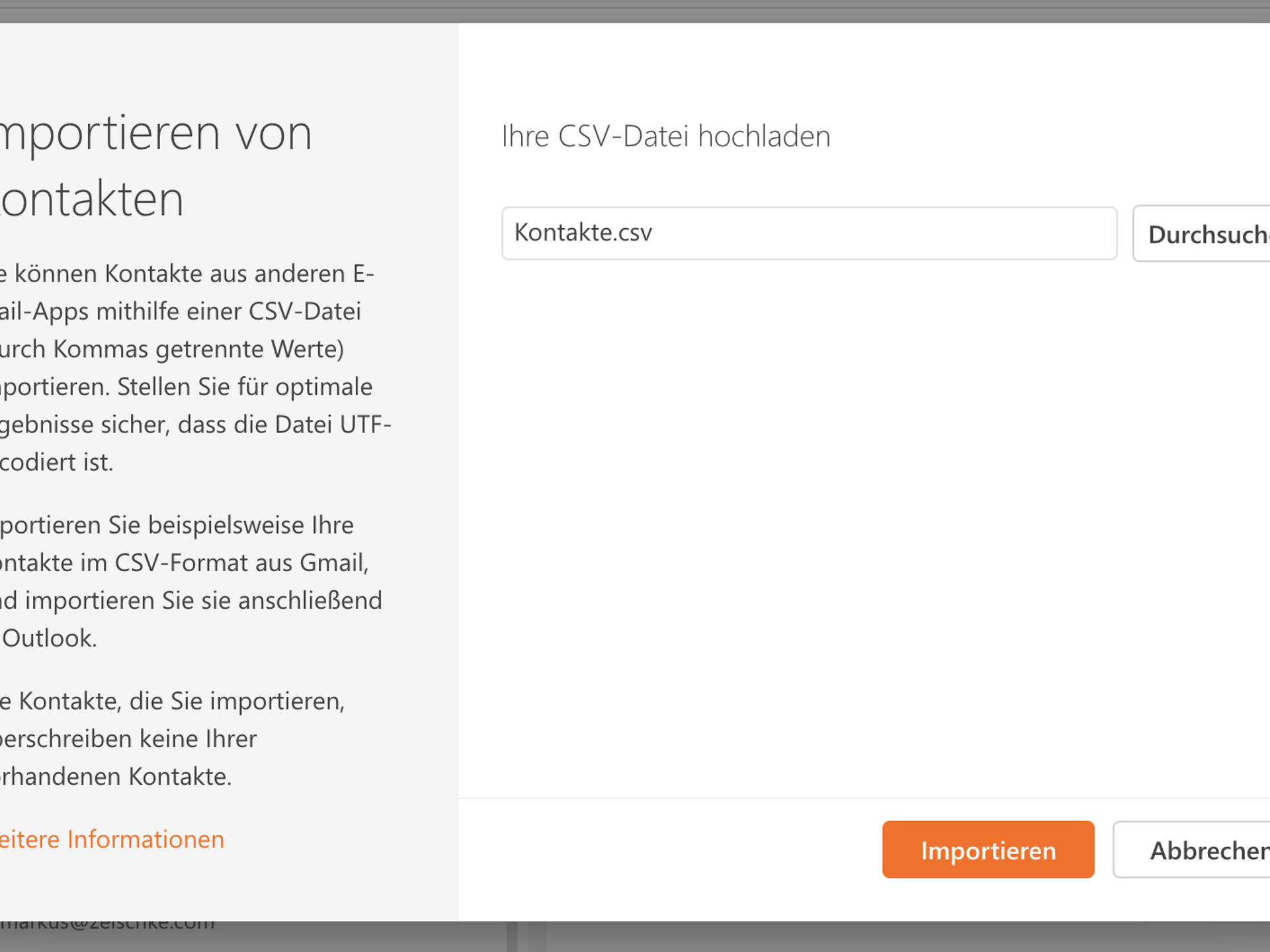 Ihre CSV Datei hochladen